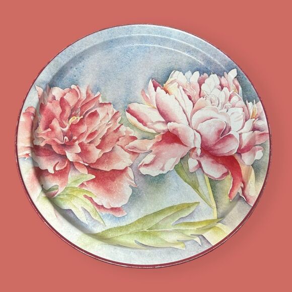 potpourri press Other - 🌺 VTG 1990 POTPOURRI PRESS PEONY TIN TRAY 13.5" DIAMETER